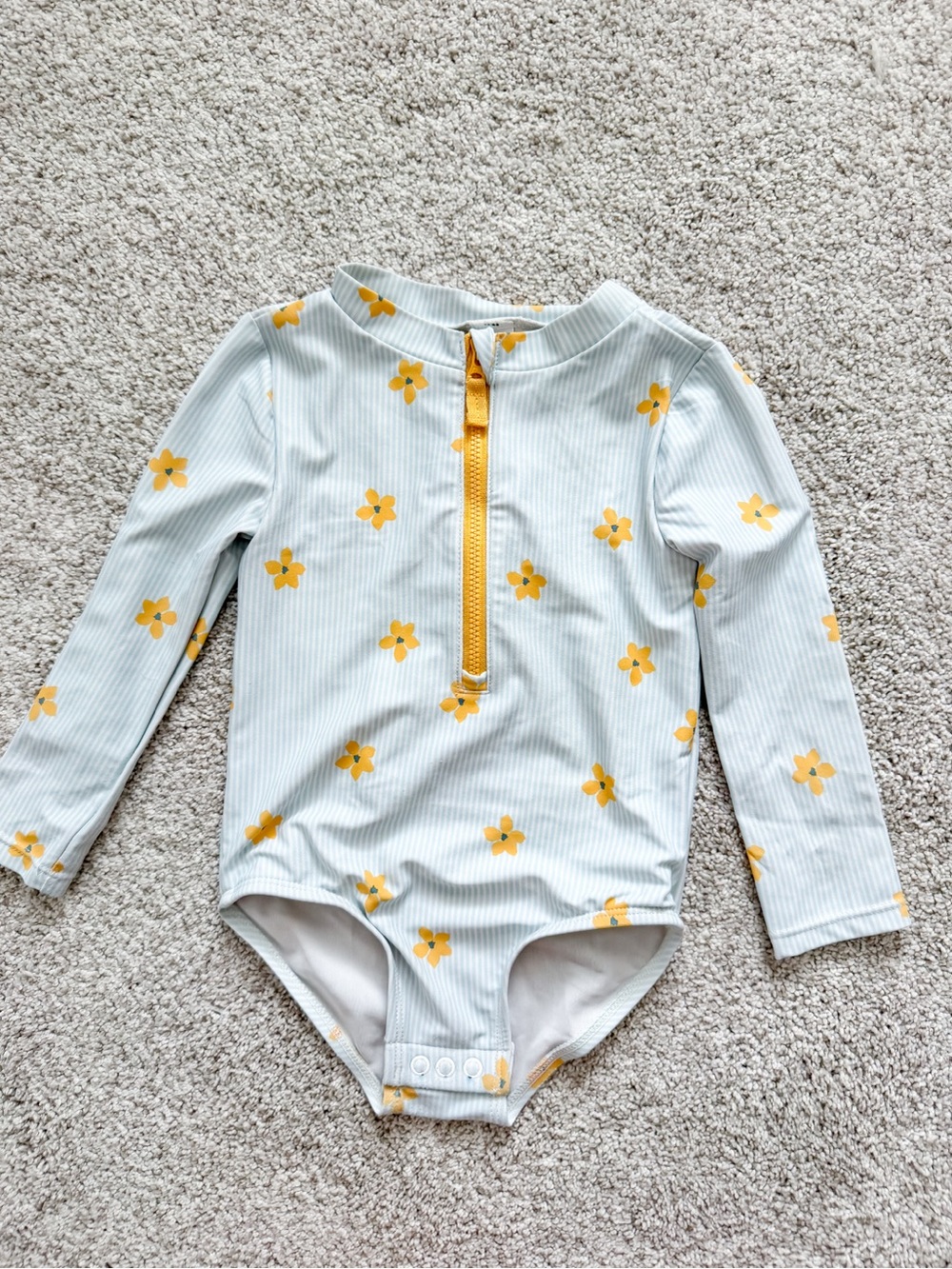 Girls' Long Sleeve Floral Zippered One-Piece Swim Suit